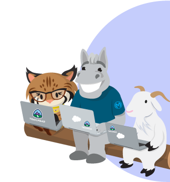 Appy, Max y Cloudy sentados en un tronco mirando sus computadoras portátiles