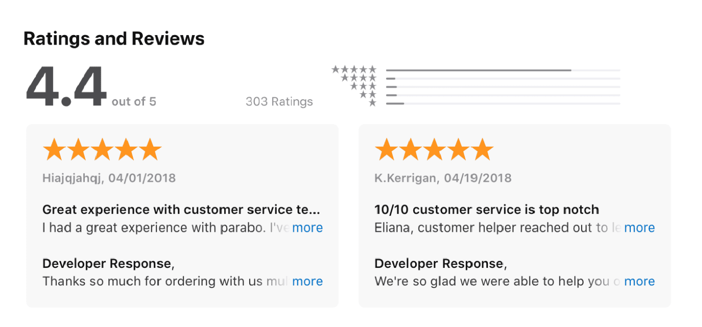 Reseñas de buen servicio al cliente Ejemplos 1 Reseñas de aplicaciones iOS que mencionan una buena atención al cliente