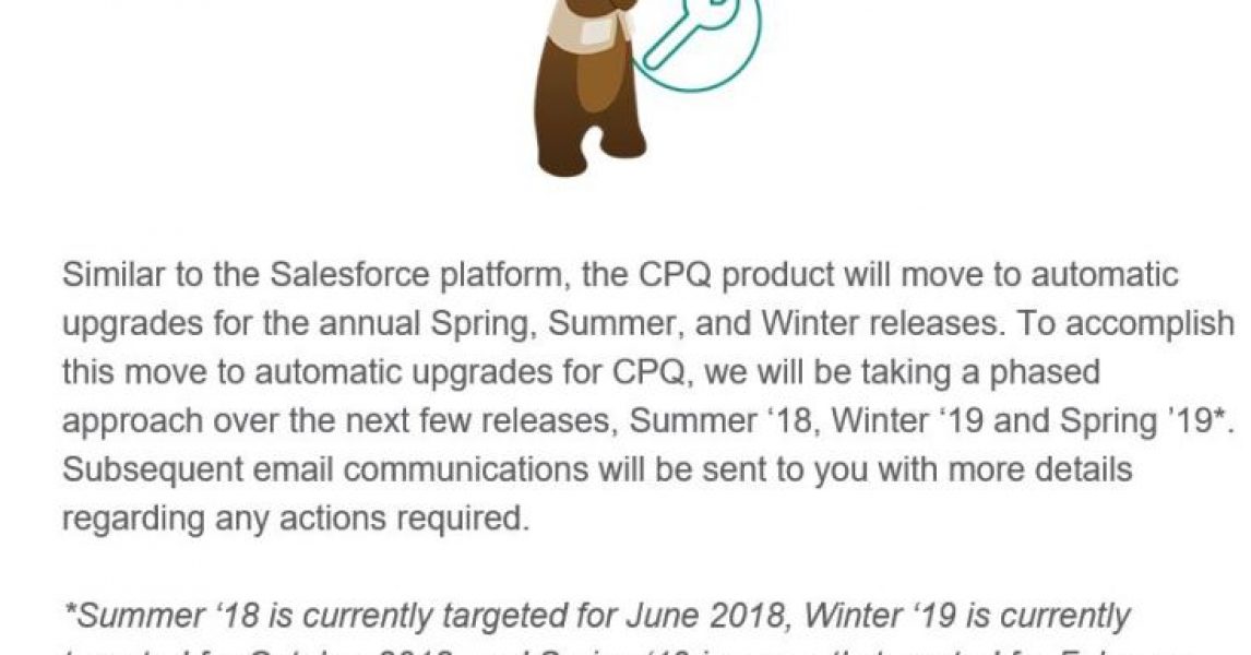 Lanzamiento de planes de Salesforce CPQ para actualizaciones automáticas
